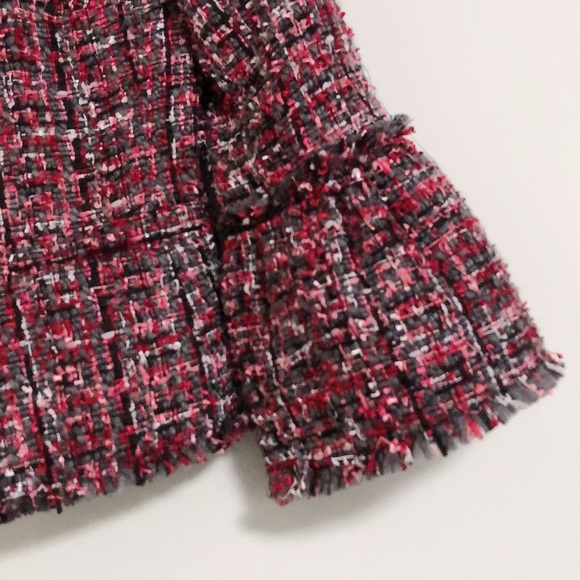 ANN TAYLOR Fringe Tweed Ruffle Cuff Jacket Blazer - Picture 11 of 15